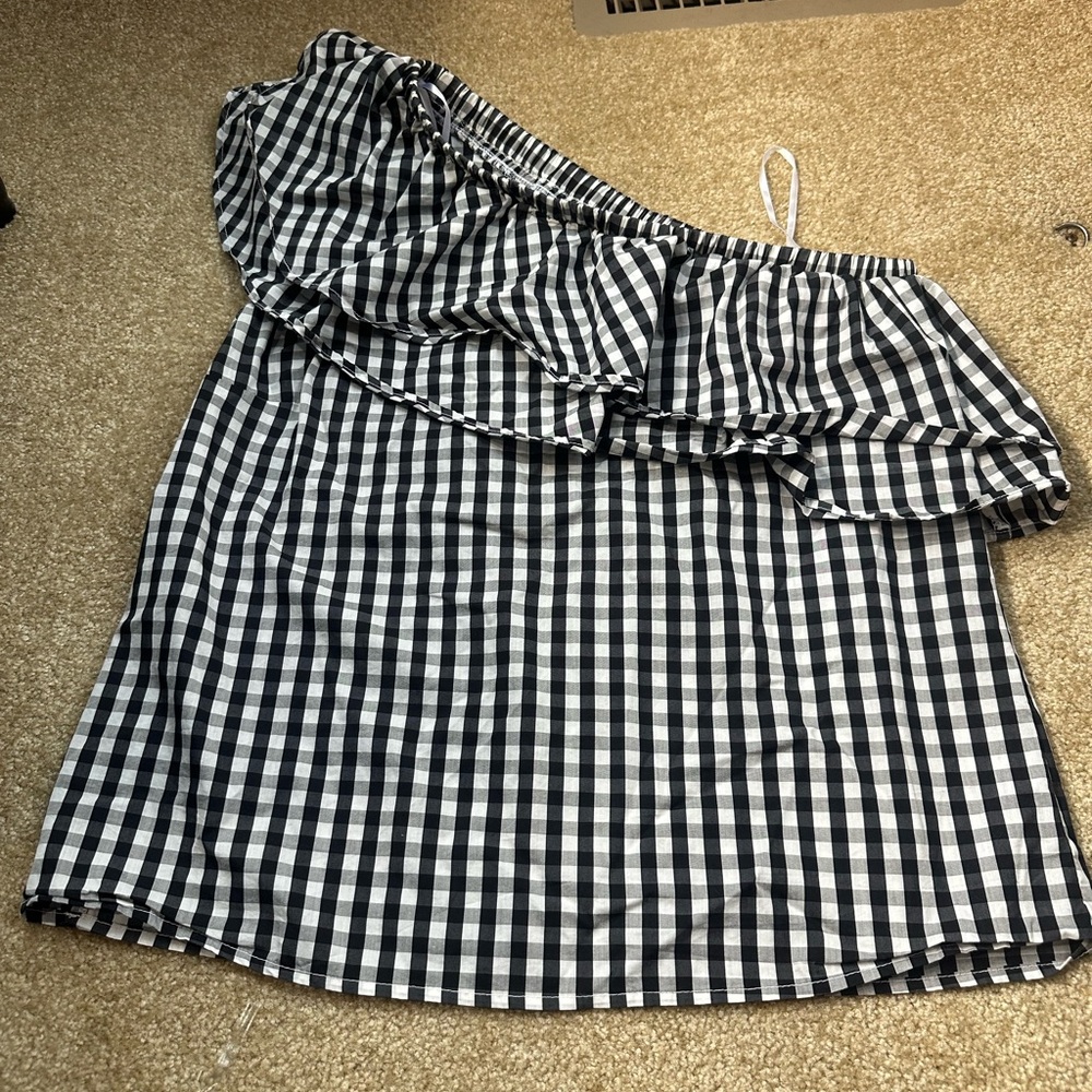 Halogen Black and White Checkered Ruffle Blouse - Picture 5 of 5